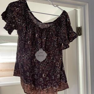 NWT Knox Rose Plum Floral Blouse